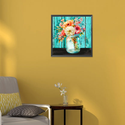 Jar Of Flowers - Full Round Drill Diamond Painting 30*30CM
