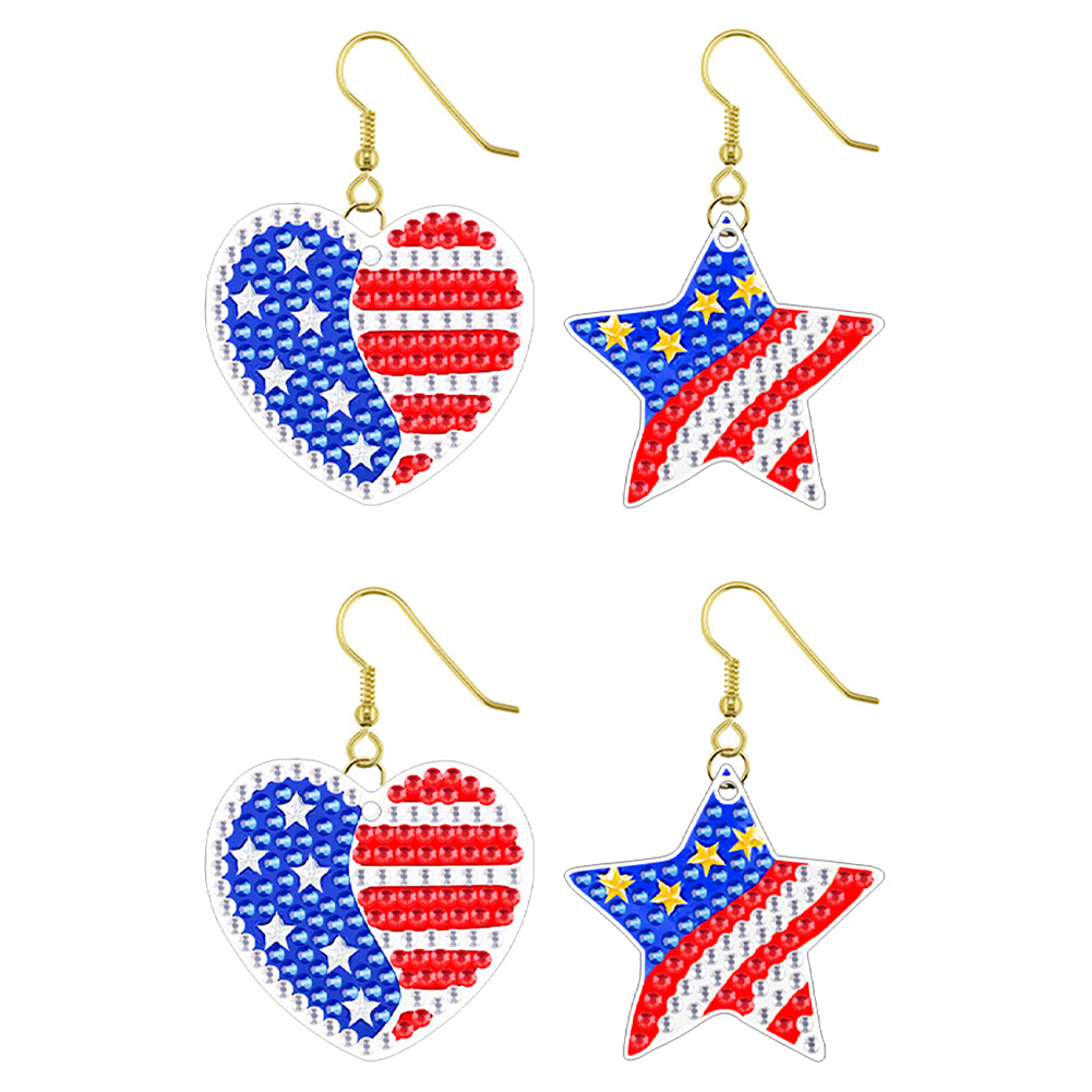 DIY 2 Pairs Diamond Painting Earrings Special Shaped Double Sided Jewelry