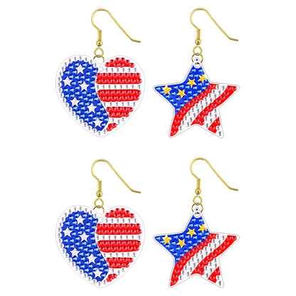 DIY 2 Pairs Diamond Painting Earrings Special Shaped Double Sided Jewelry
