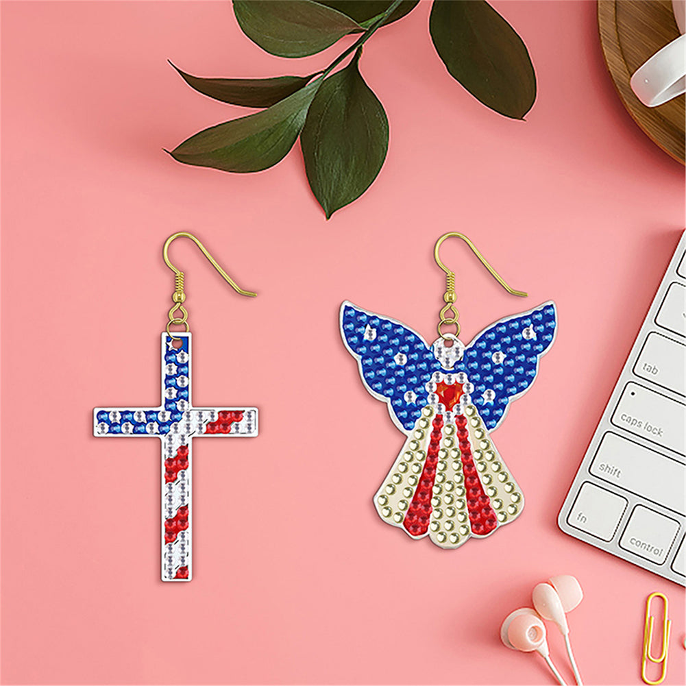 DIY 2 Pairs Diamond Painting Earrings Special Shaped Double Sided Jewelry