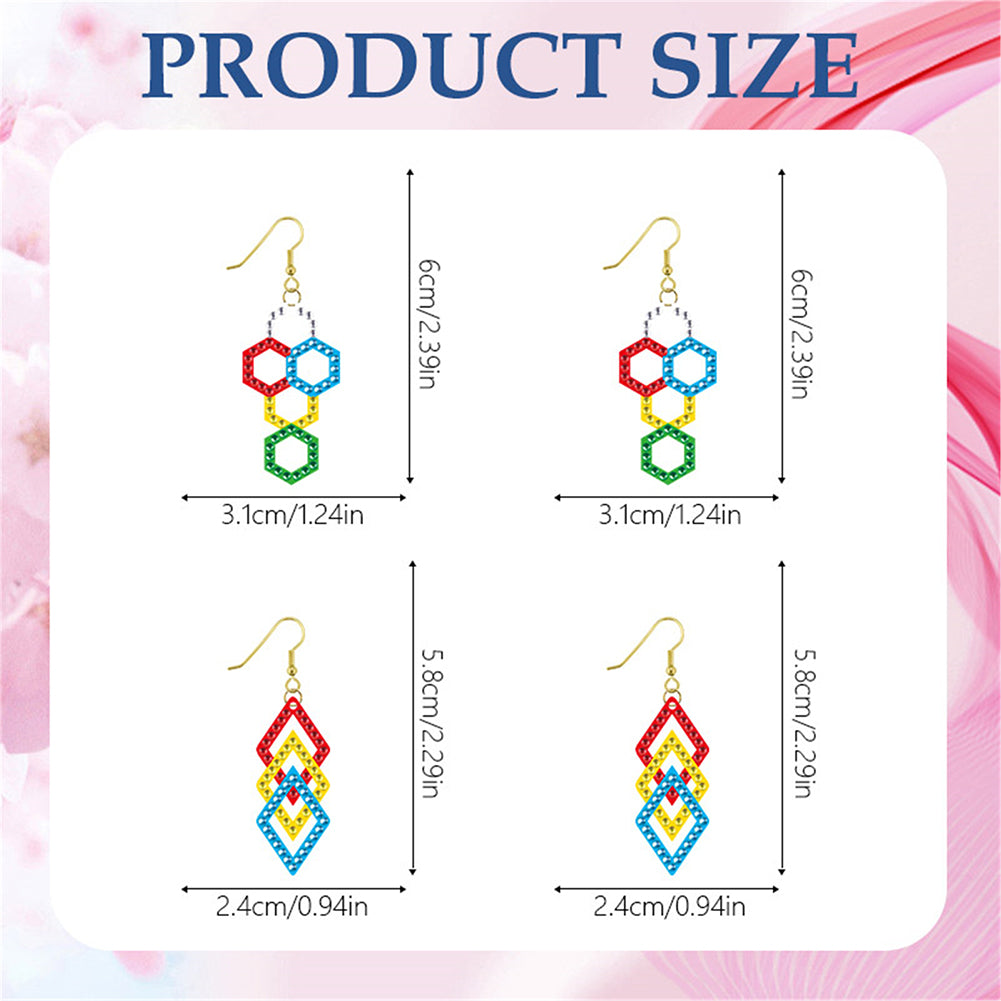 DIY 2 Pairs Diamond Painting Earrings Special Shaped Double Sided Jewelry