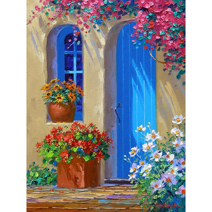 Blue Gate - Full Round Drill Diamond Painting 30*40CM