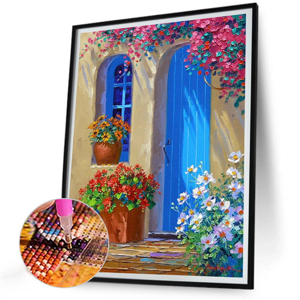 Blue Gate - Full Round Drill Diamond Painting 30*40CM