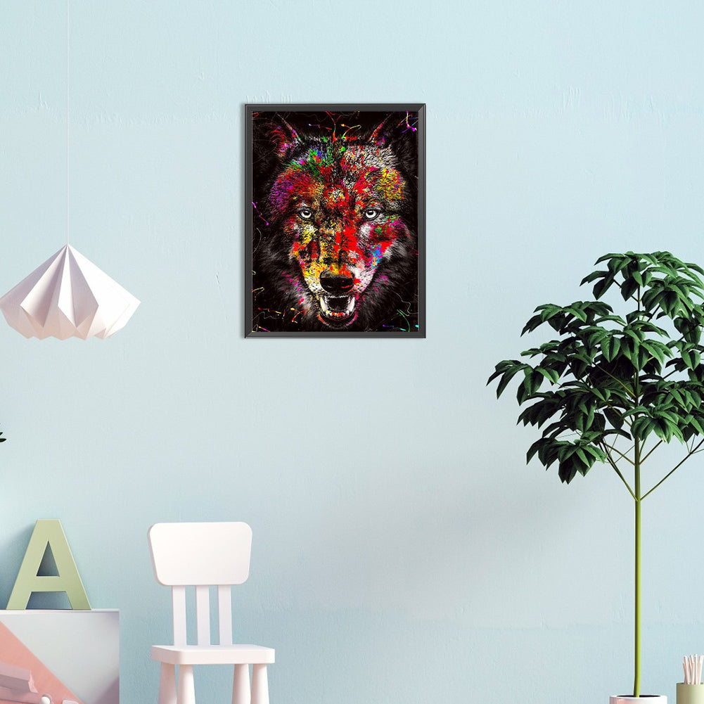 Splash Wolf - Full Round Drill Diamond Painting 30*40CM