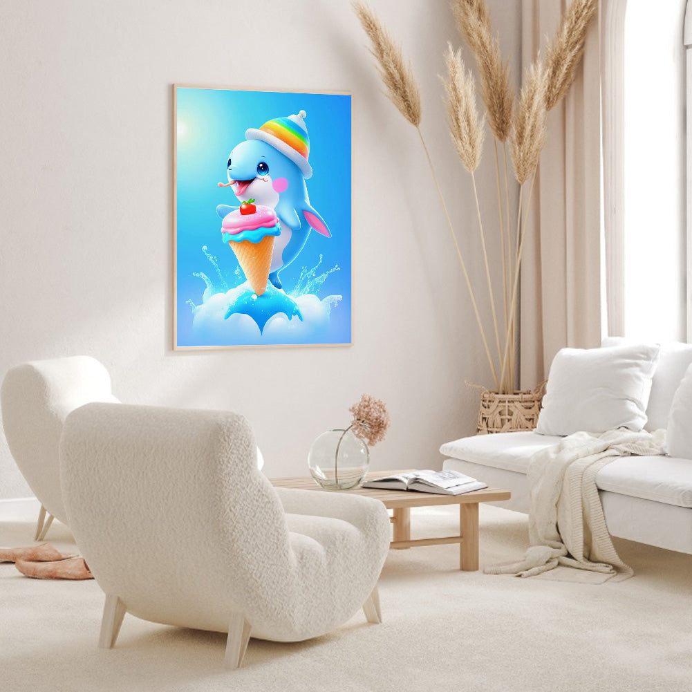Active Dolphin - Full Round Drill Diamond Painting 30*40CM