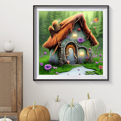 Magical Straw Cottage - Full Round Drill Diamond Painting 30*30CM