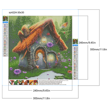 Magical Straw Cottage - Full Round Drill Diamond Painting 30*30CM
