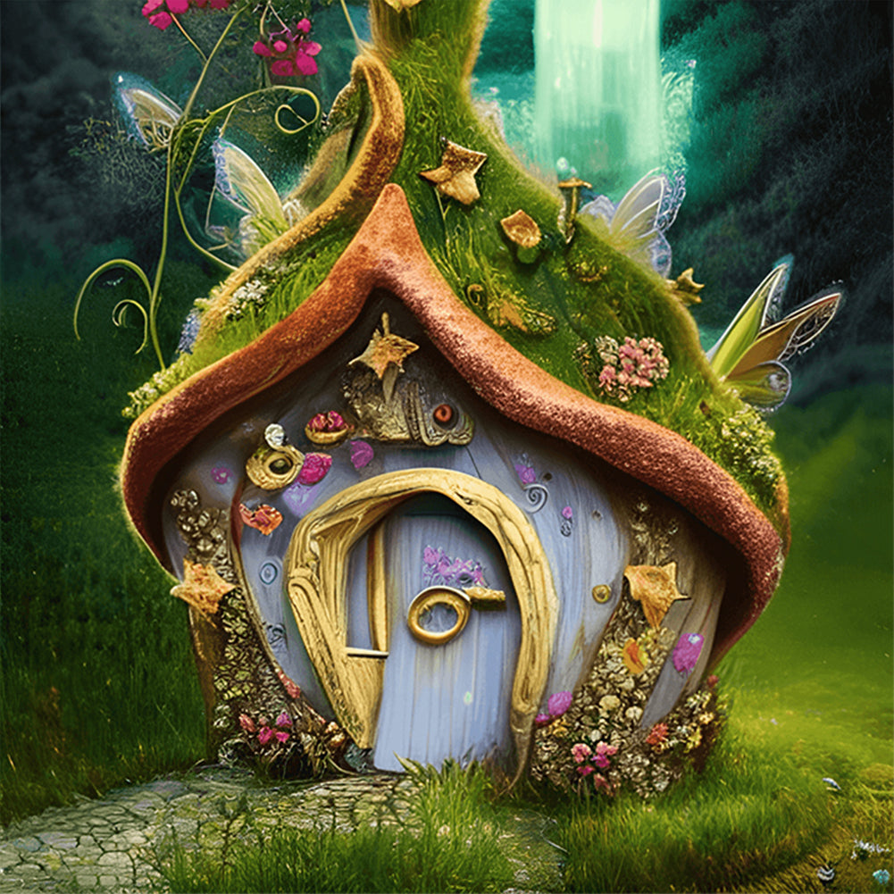 Magical Straw Cottage - Full Round Drill Diamond Painting 30*30CM
