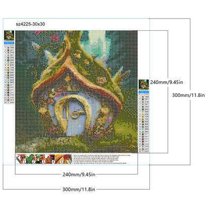 Magical Straw Cottage - Full Round Drill Diamond Painting 30*30CM