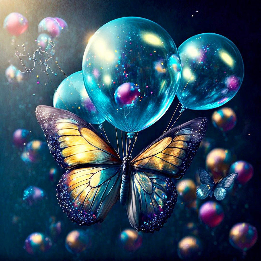 Butterflies And Bubbles - Full Round Drill Diamond Painting 30*30CM