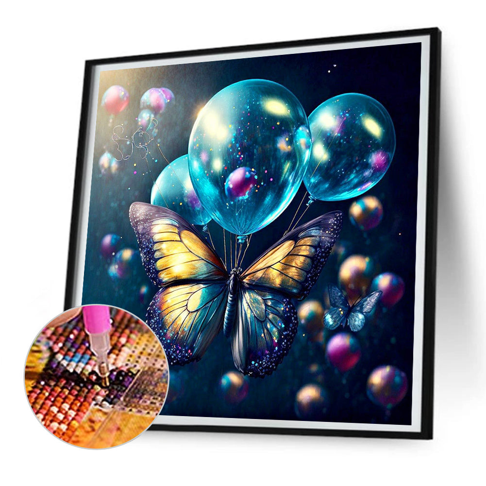 Butterflies And Bubbles - Full Round Drill Diamond Painting 30*30CM