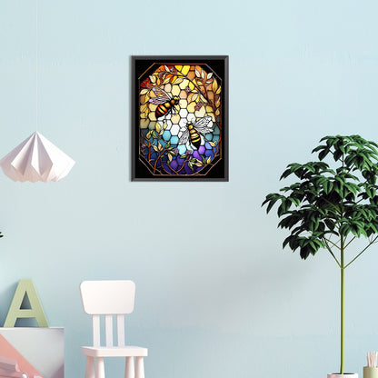 Bee Glass Painting - Full Round Drill Diamond Painting 30*40CM