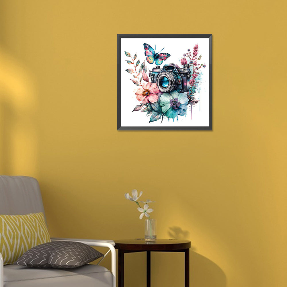 Camera And Butterfly - Full Round Drill Diamond Painting 30*30CM