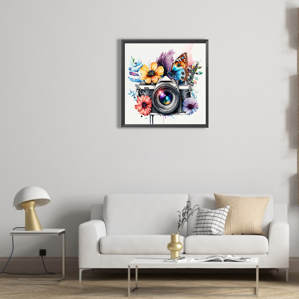 Camera And Butterfly - Full Round Drill Diamond Painting 30*30CM