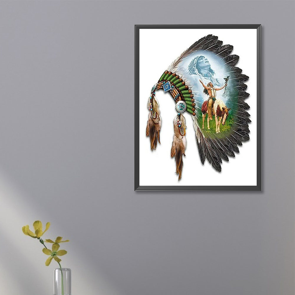 Indian Headdress - Full Square Drill Diamond Painting 20*30CM