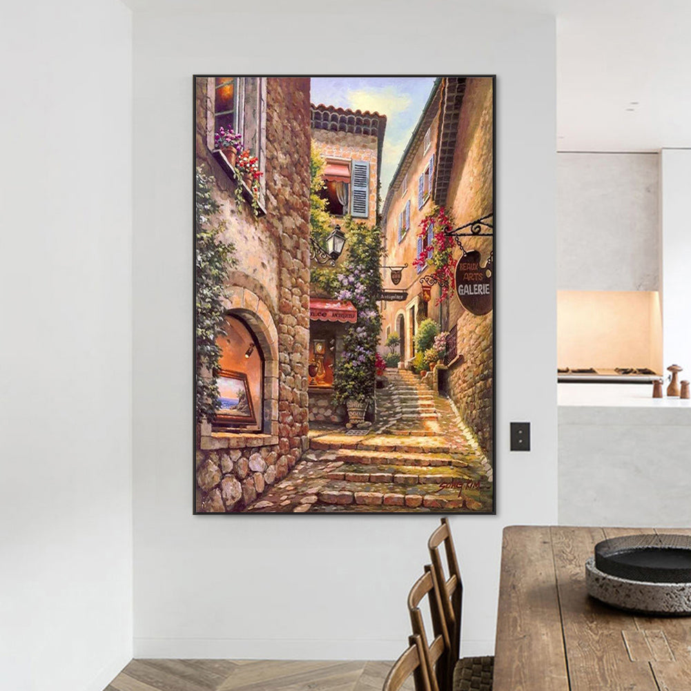 Scenic Cottage Street - Full Round Drill Diamond Painting 50*70CM