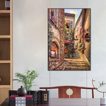 Scenic Cottage Street - Full Round Drill Diamond Painting 50*70CM