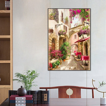 Scenic Cottage Street - Full Round Drill Diamond Painting 50*70CM