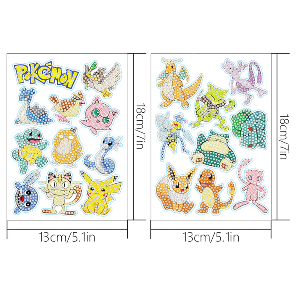 2pcs Gem Sticker Diamond Art 5D Paint by Numbers DIY for Kids Beginner Toys Kits