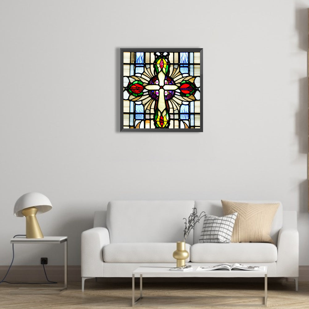 Stained Glass Art Cross - Full Round Drill Diamond Painting 40*40CM