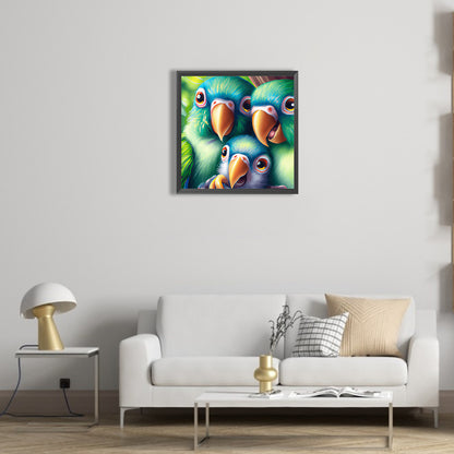 Little Parrot Family - Full Round Drill Diamond Painting 40*40CM