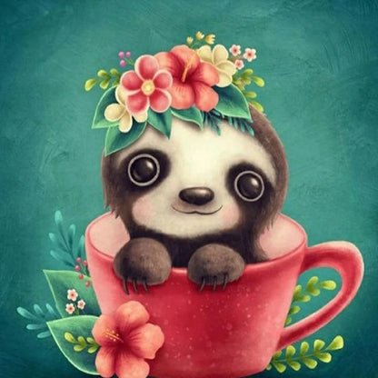 Sloth In Teacup - Full Round Drill Diamond Painting 30*30CM