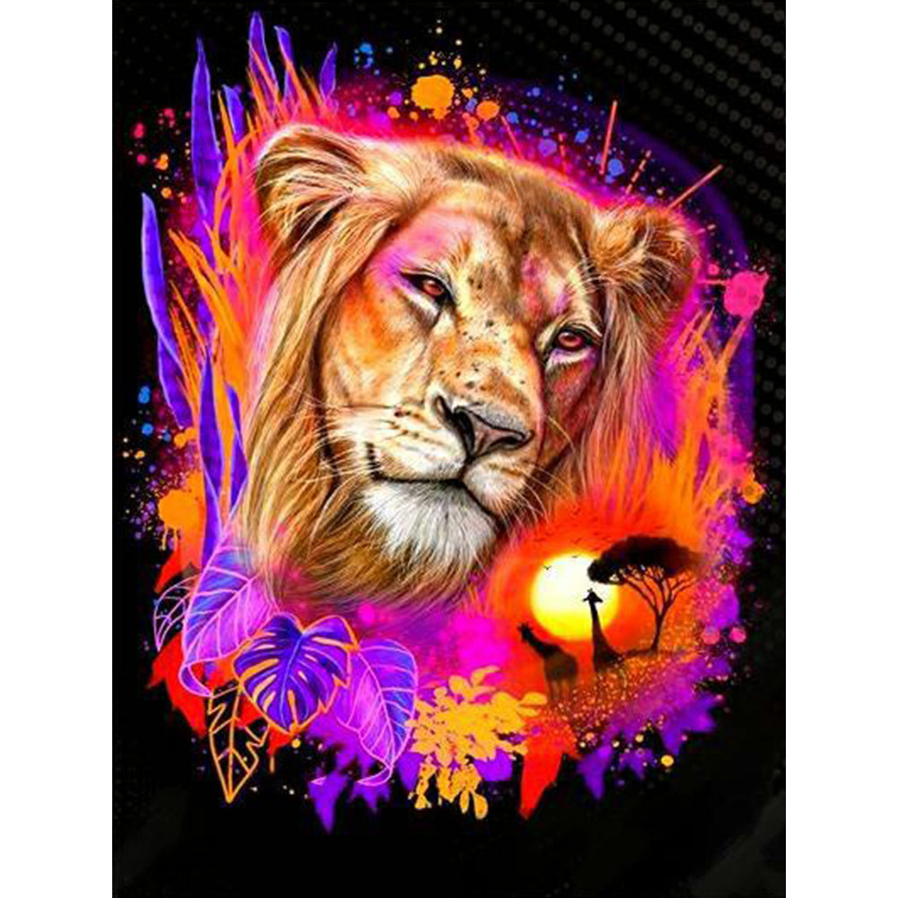 Colorful Lion - Full Round Drill Diamond Painting 30*40CM