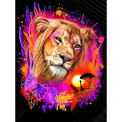 Colorful Lion - Full Round Drill Diamond Painting 30*40CM
