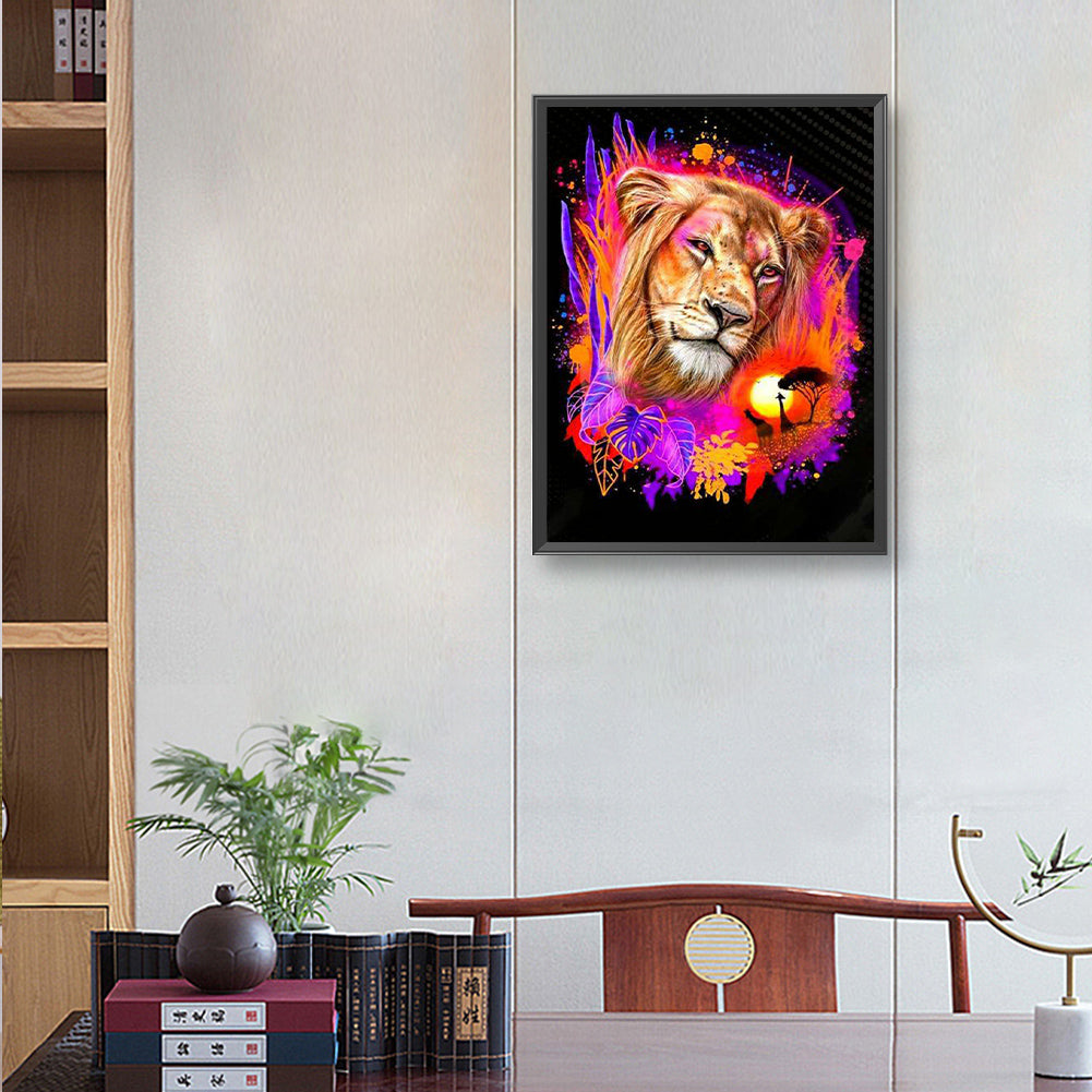 Colorful Lion - Full Round Drill Diamond Painting 30*40CM