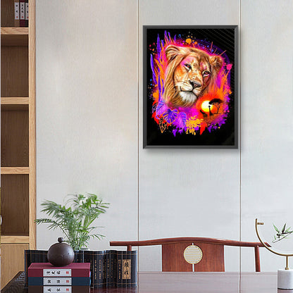 Colorful Lion - Full Round Drill Diamond Painting 30*40CM