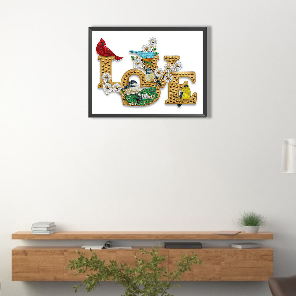 Love Cardinal Blue Jay - Special Shaped Drill Diamond Painting 40*30CM