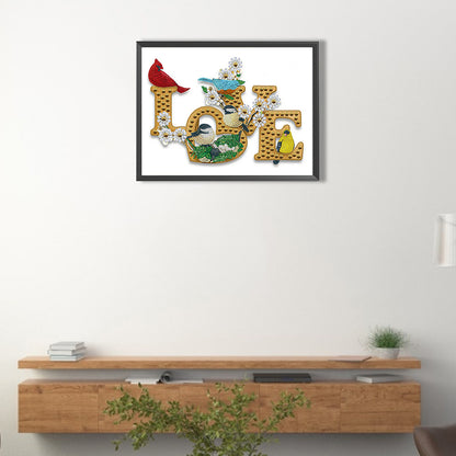 Love Cardinal Blue Jay - Special Shaped Drill Diamond Painting 40*30CM