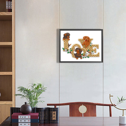 Love Puppy - Special Shaped Drill Diamond Painting 40*30CM