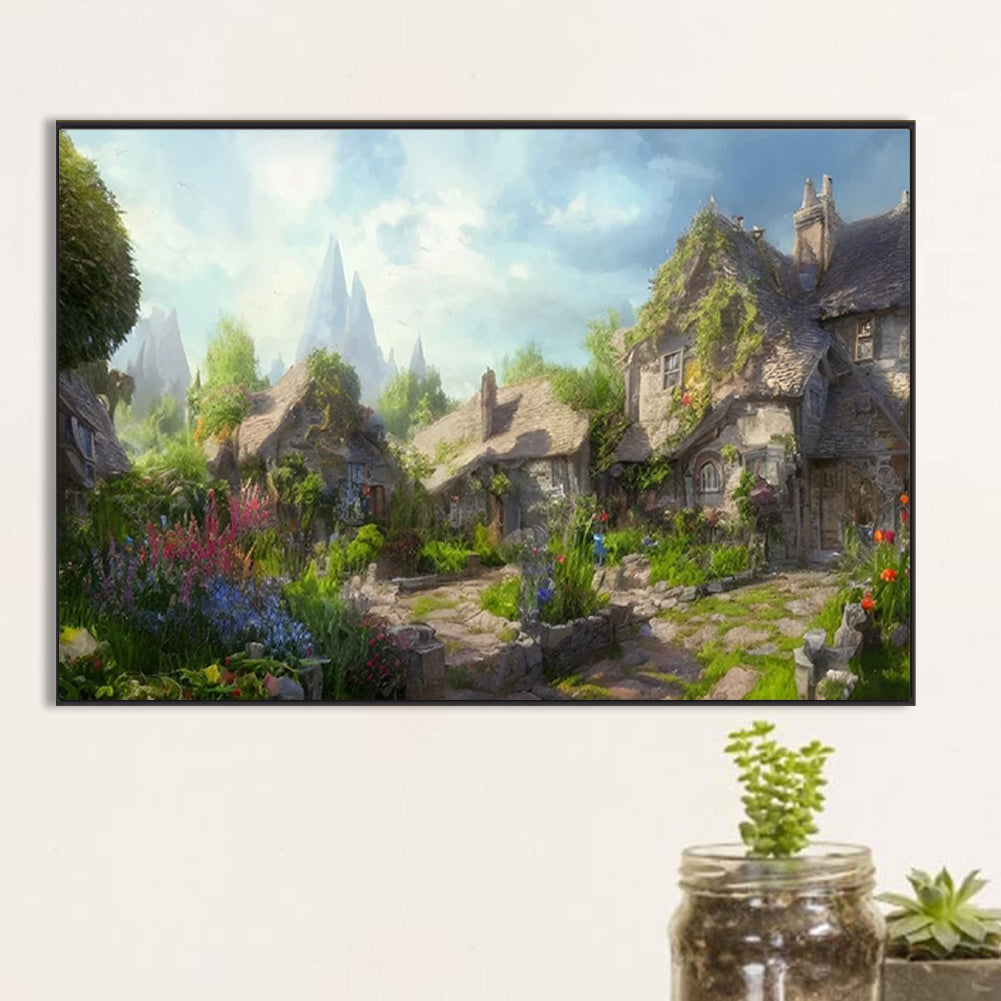 Rural Turf House - Full Round Drill Diamond Painting 60*40CM