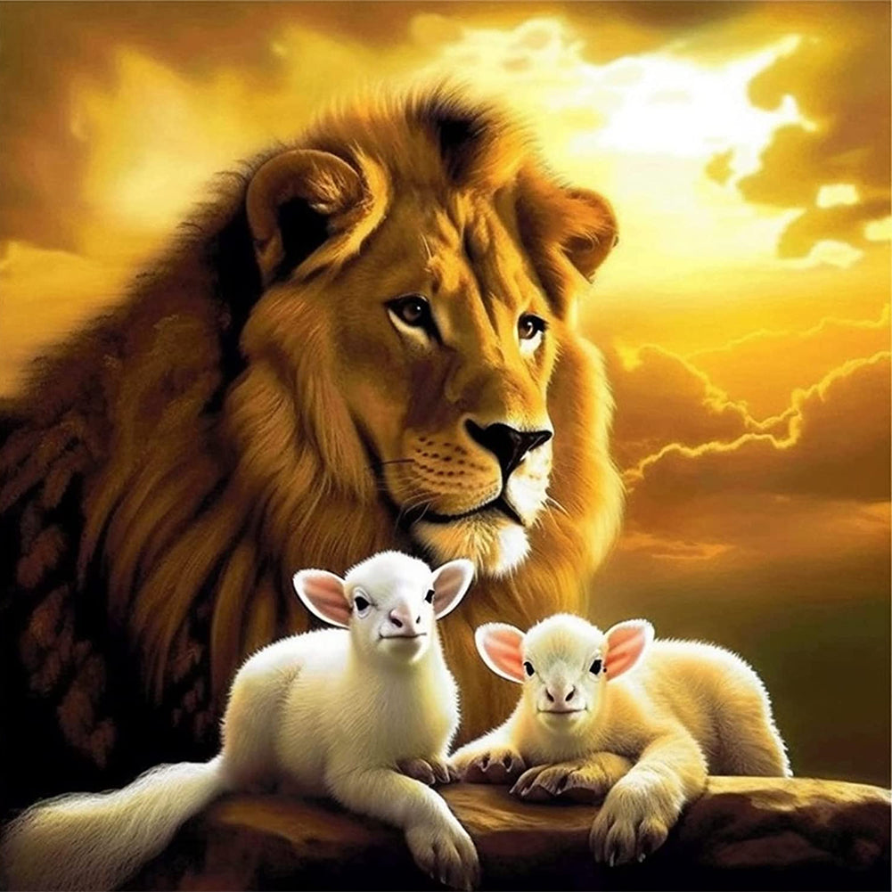 Lion Lamb - Full Round Drill Diamond Painting 30*30CM