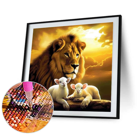 Lion Lamb - Full Round Drill Diamond Painting 30*30CM