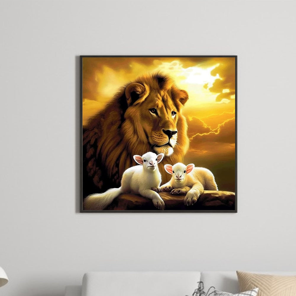 Lion Lamb - Full Round Drill Diamond Painting 30*30CM
