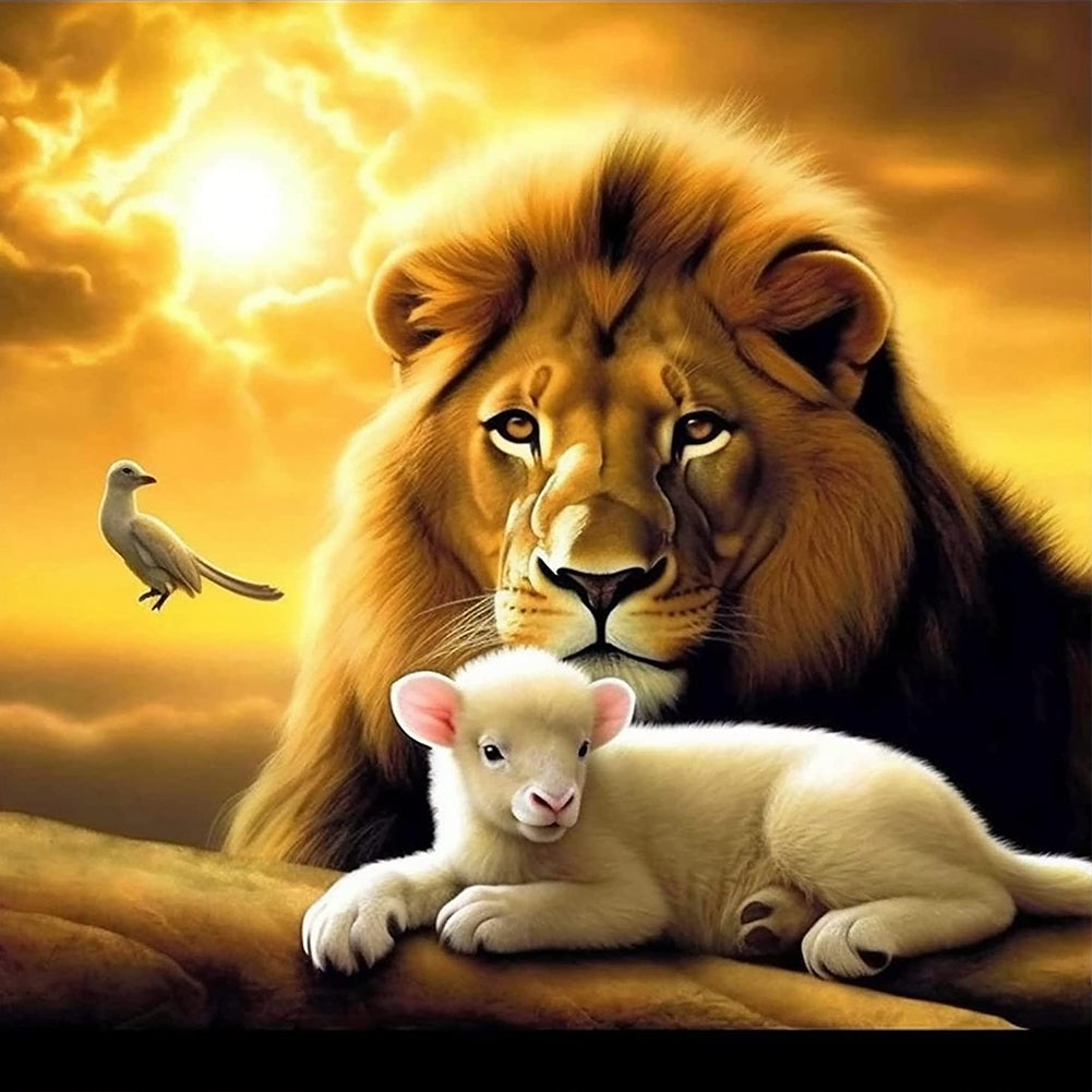 Lion Lamb - Full Round Drill Diamond Painting 30*30CM