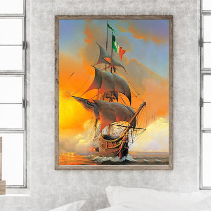 Sailing Boat - Full Round Drill Diamond Painting 30*40CM