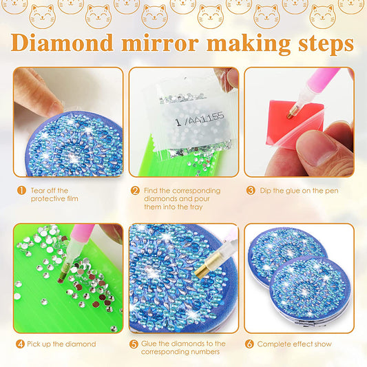 DIY Crystal Diamond Mirror Art Craft Set Datura Diamond Art Mosaic Makeup Mirror
