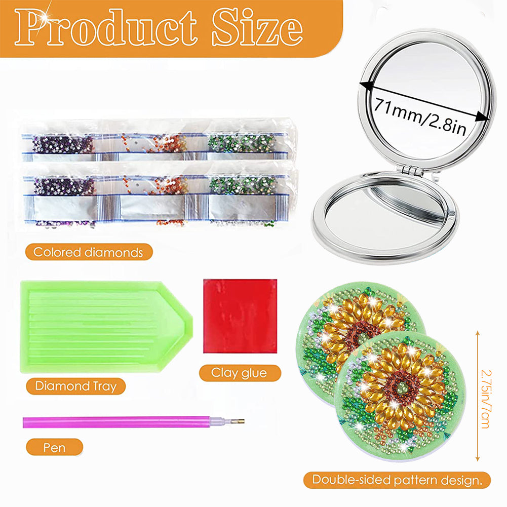 DIY Crystal Diamond Mirror Art Craft Set Sunflower Paint by Number Kits for Girl