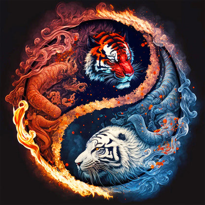 Tiger In The Cloud And Mist - Full Round Drill Diamond Painting 40*40CM