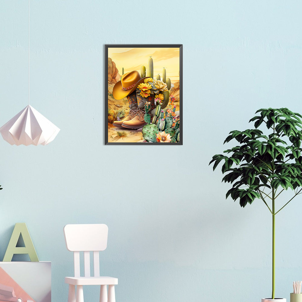 Boot Cactus - Full Round Drill Diamond Painting 30*40CM