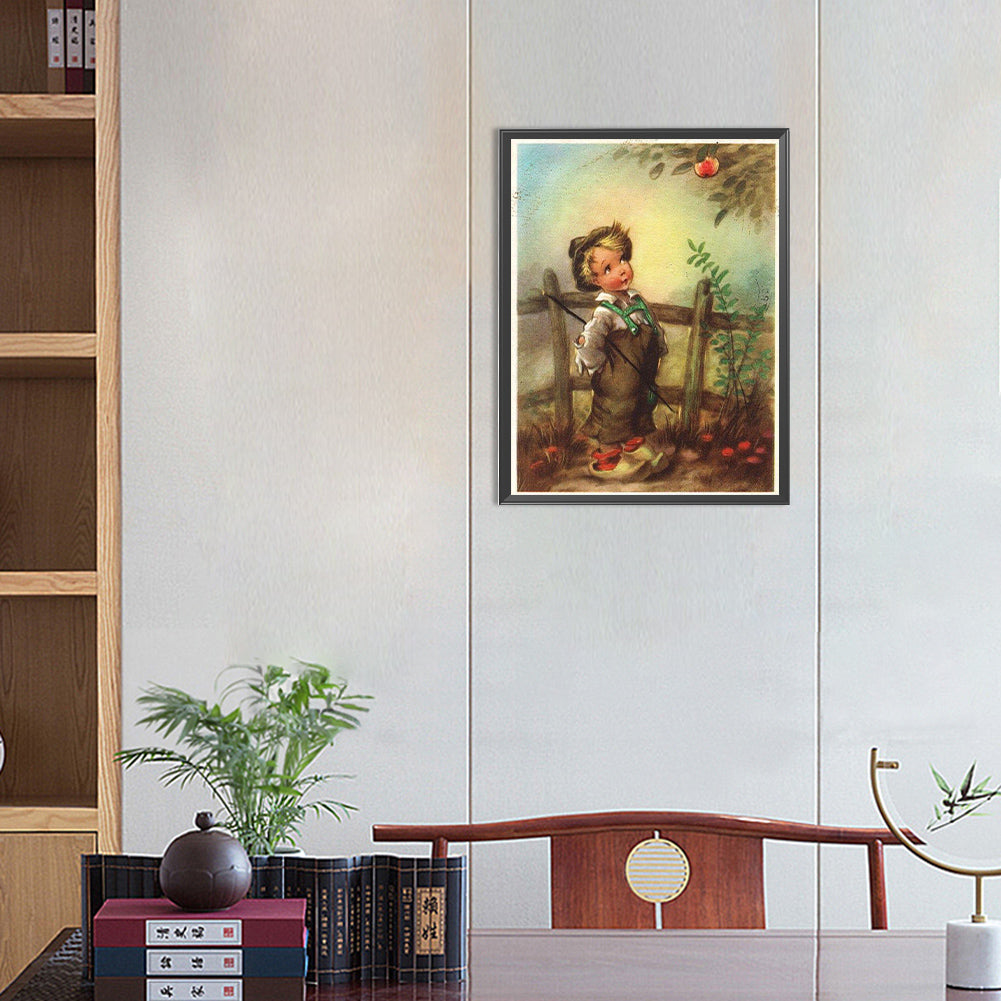 Retro Poster Kids - Full Round Drill Diamond Painting 30*40CM