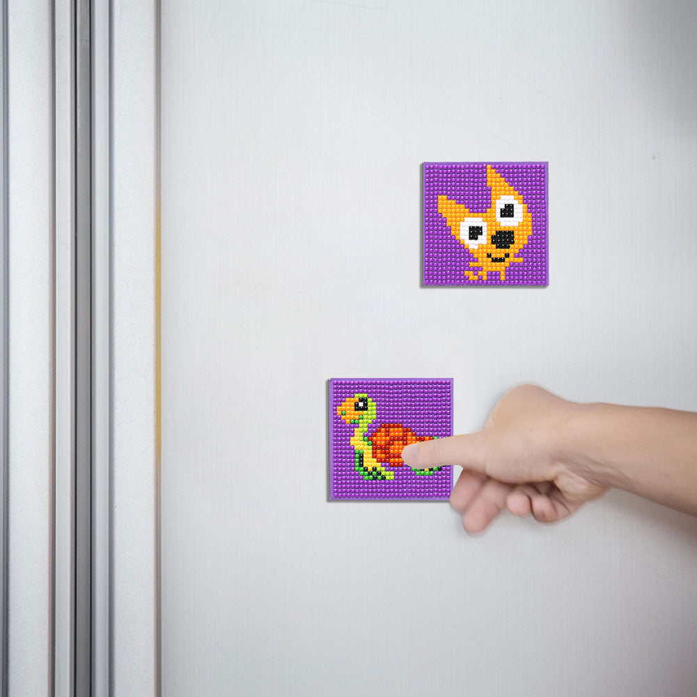 5ocs Diamond Fridge Magnet Sticker Cartoon DIY Round Full Drill for Home Kitchen