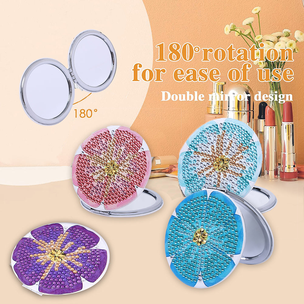 DIY Diamond Art Vanity Mirror Handheld Folding Purse Mirror for Kids Women Girls