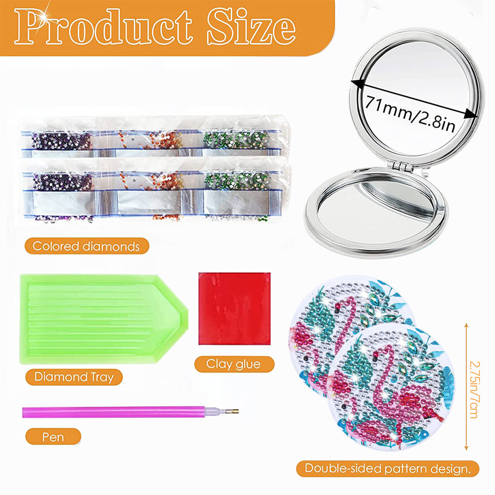 DIY Diamond Art Mosaic Makeup Mirror Art Craft Set Flamingo Paint by Number Kits