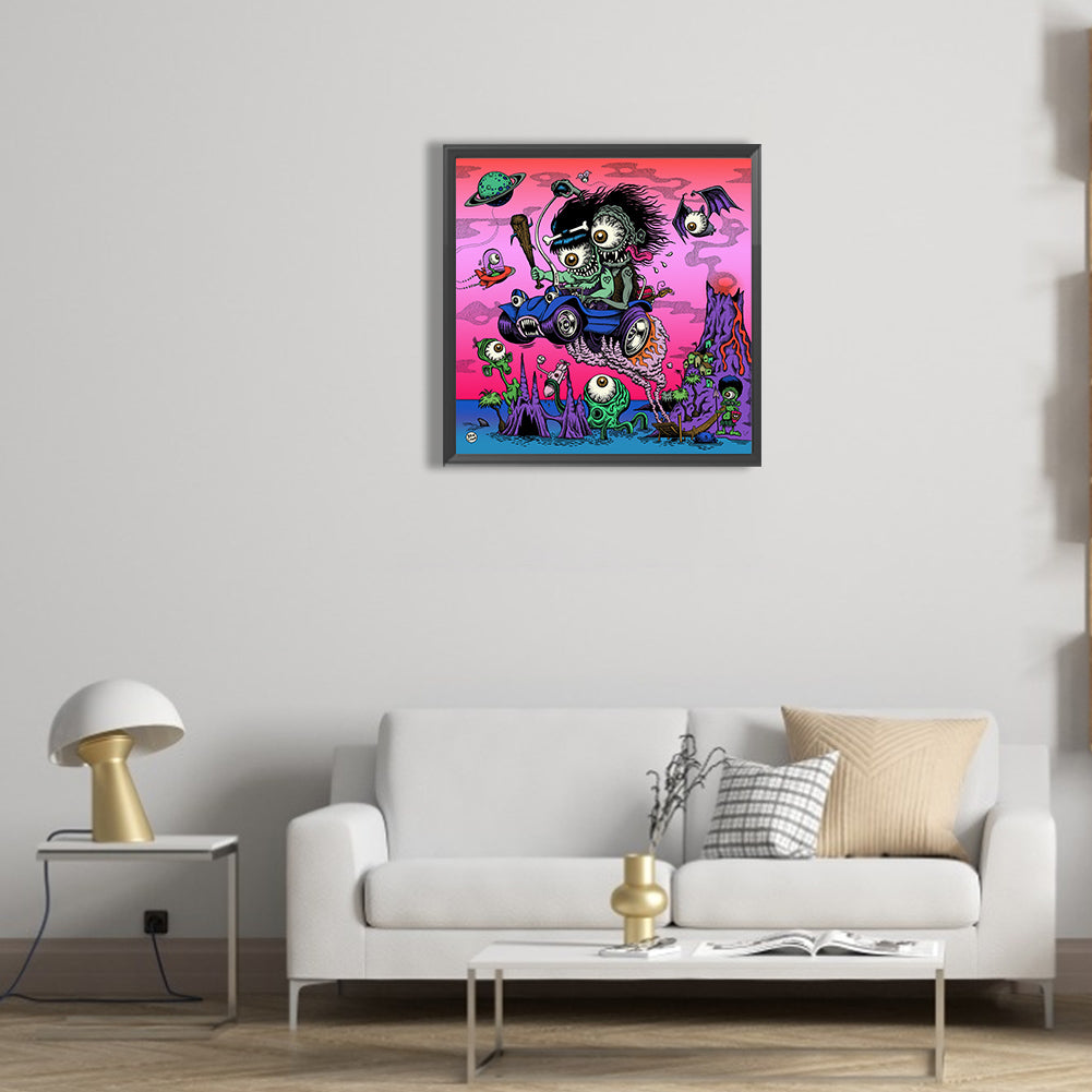 Scary Eyeball On Bike - Full Round Drill Diamond Painting 30*30CM