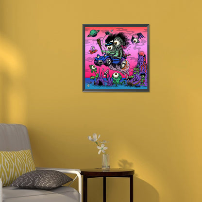 Scary Eyeball On Bike - Full Round Drill Diamond Painting 30*30CM