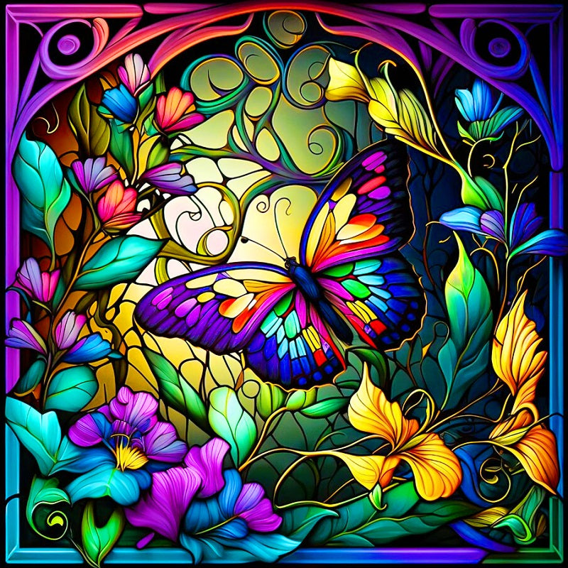 Butterfly - Full Round Drill Diamond Painting 30*30CM
